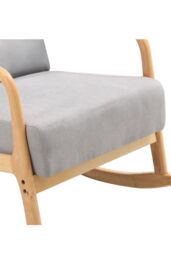 H&O Direct Modern Linen Upholstered Rocking Chair with Button Tufting in Beige - thumbnail 5