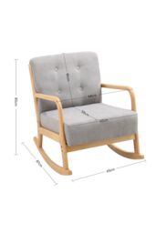 H&O Direct Modern Linen Upholstered Rocking Chair with Button Tufting in Beige - thumbnail 2