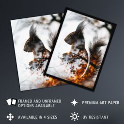 "Artery8 Wall Art Print Squirrel Lover Autumn Photo Woodland Animal Poster in Grey - Size: W18"" x H24""" - thumbnail 2