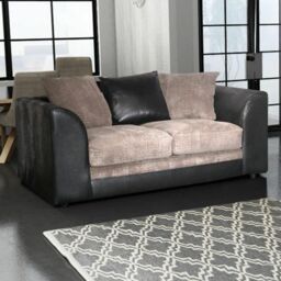 Furnishings For Less UK Luca Black & Grey 3 + 2 Fabric & Leather Trim Sofa Suite - thumbnail 4