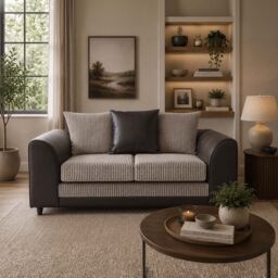 Furnishings For Less UK Luca Black & Grey 3 + 2 Fabric & Leather Trim Sofa Suite - thumbnail 5