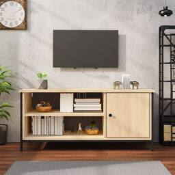 Berkfield Home TV Cabinet Sonoma Oak 100x40x45 cm Engineered Wood in Brown - Size: 100 x 40 x 45 cm - thumbnail 2
