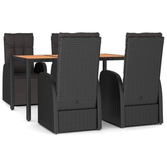 Berkfield Home 5 Piece Garden Dining Set Black Poly Rattan&Solid Wood Acacia - image 1