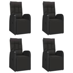 Berkfield Home 5 Piece Garden Dining Set Black Poly Rattan&Solid Wood Acacia - thumbnail 4