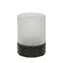 ValueLights Rattan Solar Powered Outdoor Garden Table Lamp with Frosted Glass Shade in Light Brown - thumbnail 2