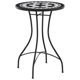 Berkfield Home Mosaic Bistro Table Black & White √ò50x70 cm Ceramic - Size: 50x70 cm - thumbnail 2