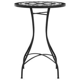 Berkfield Home Mosaic Bistro Table Black & White √ò50x70 cm Ceramic - Size: 50x70 cm - thumbnail 5