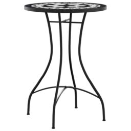 Berkfield Home Mosaic Bistro Table Black & White √ò50x70 cm Ceramic - Size: 50x70 cm - thumbnail 4