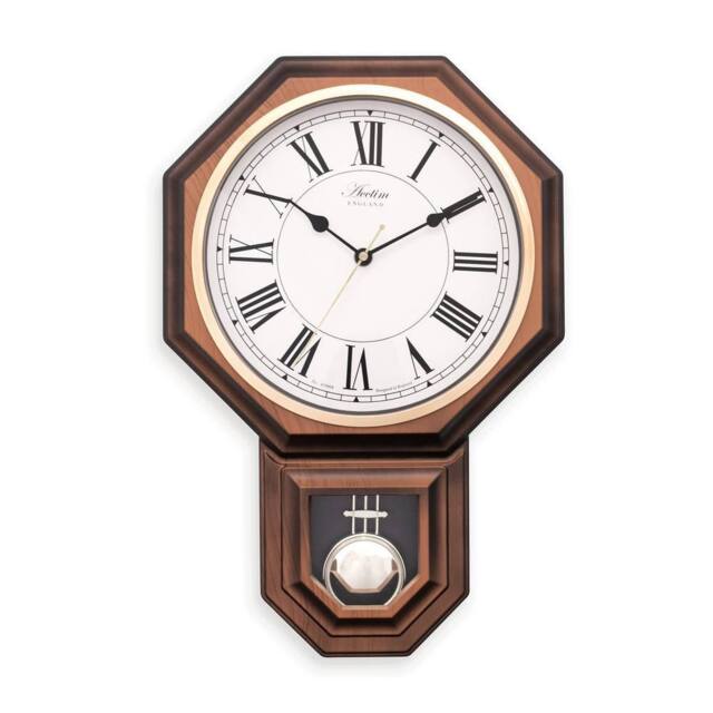 Acctim Woodstock Pendulum Wall Clock Quartz Dark Wood Effect in Dark Brown - image 1