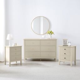 Melody Maison Large Chest Of Drawers & Pair Of Bedside Tables - Hales Taupe Range in Beige - thumbnail 2