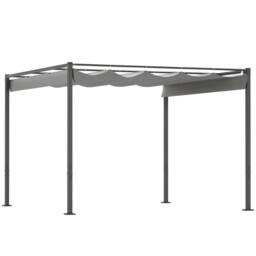 OUTSUNNY 3 x 3(m) Garden Pergola with Retractable Roof, UPF30+, Grey - thumbnail 2
