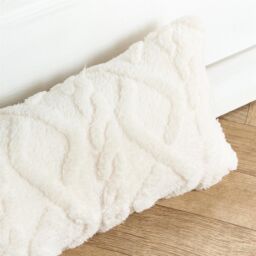 OHS Cable Knit Design Teddy Fleece Decorative Draught Excluder in Cream - thumbnail 3