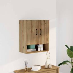 Berkfield Home Wall Cabinet Artisan Oak 60x31x70 cm Engineered Wood in Brown - Size: 60 x 31 x 70 cm - thumbnail 1