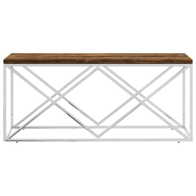 Berkfield Home Decorative Coffee Table Stainless Steel & Solid Wood Reclaimed in Silver - image 1