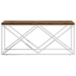 Berkfield Home Decorative Coffee Table Stainless Steel & Solid Wood Reclaimed in Silver