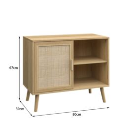 Home Source Sideboard 1 Rattan Door Front Open Shelving Cabinet Living Room Home in Natural - thumbnail 9