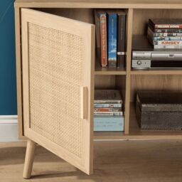 Home Source Sideboard 1 Rattan Door Front Open Shelving Cabinet Living Room Home in Natural - thumbnail 5
