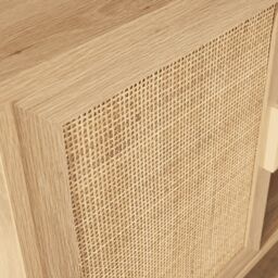 Home Source Sideboard 1 Rattan Door Front Open Shelving Cabinet Living Room Home in Natural - thumbnail 7