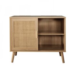 Home Source Sideboard 1 Rattan Door Front Open Shelving Cabinet Living Room Home in Natural - thumbnail 8