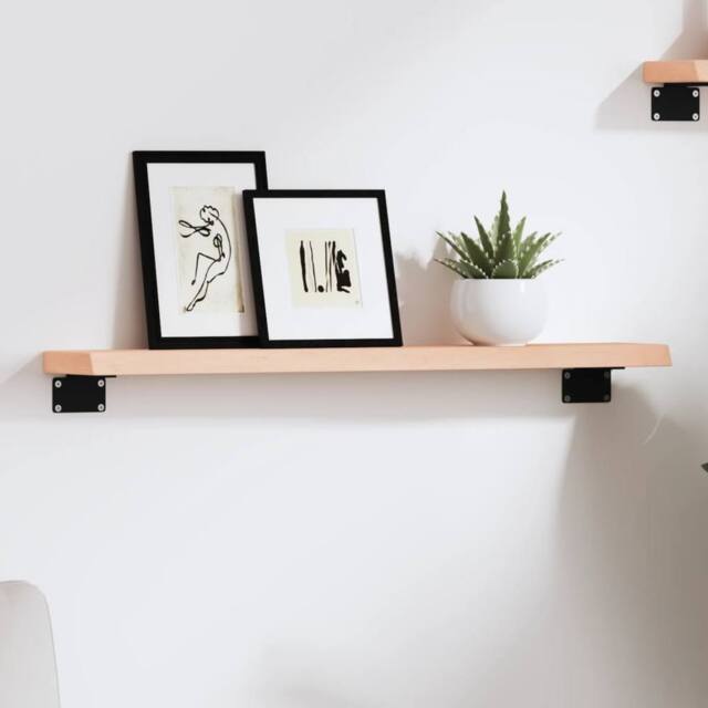 Berkfield Home Wall Shelf 60x10x2 cm Untreated Solid Wood Oak in Natural - Size: 60 x 10 x 2 cm