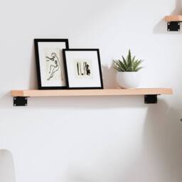 Berkfield Home Wall Shelf 60x10x2 cm Untreated Solid Wood Oak in Natural - Size: 60 x 10 x 2 cm - thumbnail 1