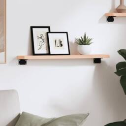 Berkfield Home Wall Shelf 60x10x2 cm Untreated Solid Wood Oak in Natural - Size: 60 x 10 x 2 cm - thumbnail 3