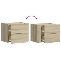 Berkfield Home Decorative Wall-mounted Bedside Cabinet Sonoma Oak 45x30x35 cm in Tan - Size: 45 x 30 x 35 cm - thumbnail 8