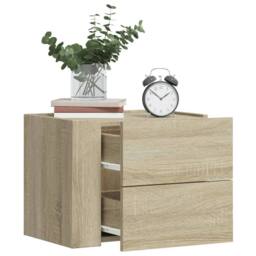 Berkfield Home Decorative Wall-mounted Bedside Cabinet Sonoma Oak 45x30x35 cm in Tan - Size: 45 x 30 x 35 cm - thumbnail 2