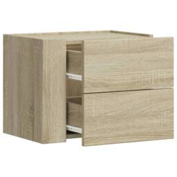 Berkfield Home Decorative Wall-mounted Bedside Cabinet Sonoma Oak 45x30x35 cm in Tan - Size: 45 x 30 x 35 cm - thumbnail 7
