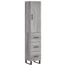 Berkfield Home Highboard Grey Sonoma 34.5x34x180 cm Engineered Wood - thumbnail 2