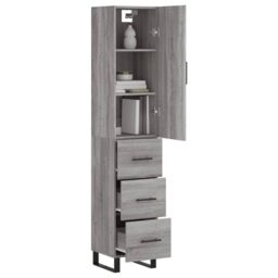 Berkfield Home Highboard Grey Sonoma 34.5x34x180 cm Engineered Wood - thumbnail 3