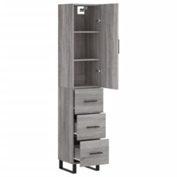 Berkfield Home Highboard Grey Sonoma 34.5x34x180 cm Engineered Wood - thumbnail 4