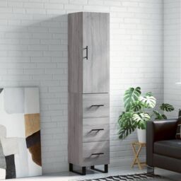 Berkfield Home Highboard Grey Sonoma 34.5x34x180 cm Engineered Wood - thumbnail 1