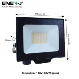 ENER-J 30W LED Floodlight CCT Switchable IP65 Weatherproof Black 2700 in White - thumbnail 7