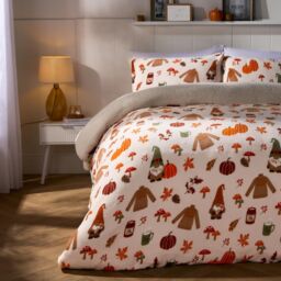 OHS Autumn Xmas Gonk Sherpa Fleece Warm Duvet Cover Bedding Set in Natural - Size: King - thumbnail 1