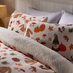 OHS Autumn Xmas Gonk Sherpa Fleece Warm Duvet Cover Bedding Set in Natural - Size: King - thumbnail 2