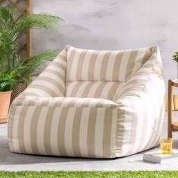 icon Natalia Stripe Soft Woven Kyoto Armchair Bean Bag in Taupe - thumbnail 2