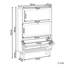 Wyld and Coco Boho Shoe Storage Cabinet Black Wood Rattan Front Three Compartments - thumbnail 3