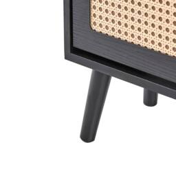 Wyld and Coco Boho Shoe Storage Cabinet Black Wood Rattan Front Three Compartments - thumbnail 8