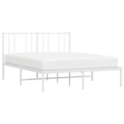 Berkfield Home Metal Bed Frame with Headboard White 150x200 cm King Size - thumbnail 3