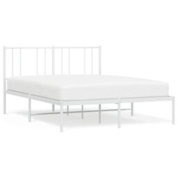 Berkfield Home Metal Bed Frame with Headboard White 150x200 cm King Size - thumbnail 2