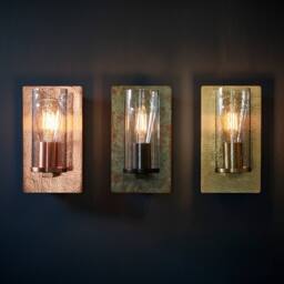 Netlighting Palermo Wall Lamp Hammered Brass Plate Textured Clear Glass in Metallic Gold - thumbnail 6