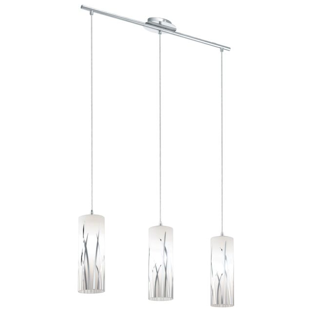 Loops Pendant Light Colour Chrome Shade White Chrome Glass Painted Bulb E27 3x60W - image 1