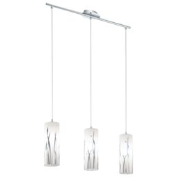 Loops Pendant Light Colour Chrome Shade White Chrome Glass Painted Bulb E27 3x60W - thumbnail 1