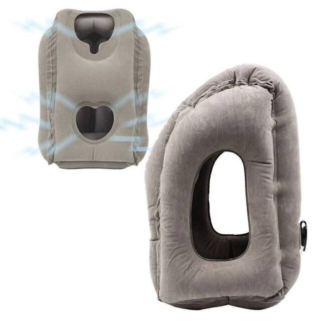 FLAVORA Grey Travel Pillow Inflatable Neck Support - Size: Cot - image 1
