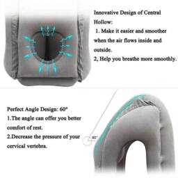 FLAVORA Grey Travel Pillow Inflatable Neck Support - Size: Cot - thumbnail 6