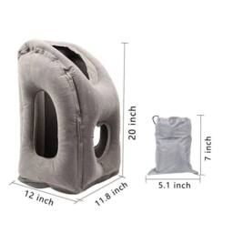 FLAVORA Grey Travel Pillow Inflatable Neck Support - Size: Cot - thumbnail 2