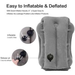 FLAVORA Grey Travel Pillow Inflatable Neck Support - Size: Cot - thumbnail 5