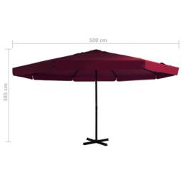 Berkfield Home Outdoor Parasol with Aluminium Pole 500 cm Bordeaux Red - thumbnail 5