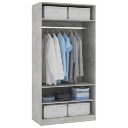 Berkfield Home Wardrobe Concrete Grey 100x50x200 cm Engineered Wood - Size: 100 x 50 x 200 cm - thumbnail 4